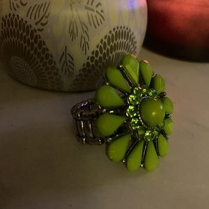 Green Flower Cocktail Ring